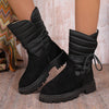 Fashionable Lace-up Fleece Winter Boots for Women in Black, Gray, or Brown. Chunky Heel, Warm Inner Lining. Sizes 35-43.