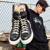 Men's Korean Canvas High-Top Sneakers - Ninja Black, Ninja White - Handmade Cloth Shoes with Rubber Sole for Comfort.
