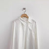 Chic Solid Color Long Sleeve Women's Cotton Shirt in Light Blue and White
