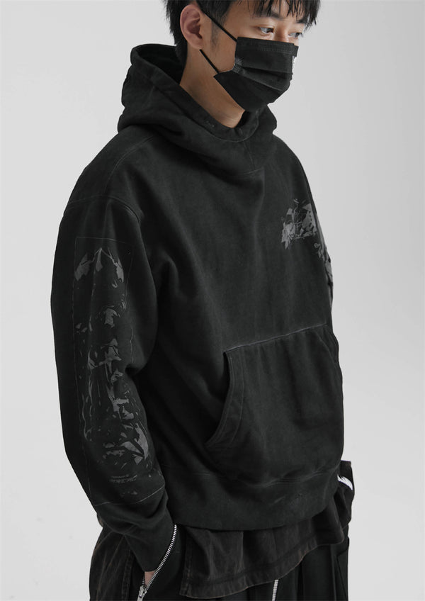 Premium Men's Hoodie Dark Grey Unique Shoulder Design Zipper Fleece - Comfortable, Stylish, 100% Cotton - Sizes S, M, L, XL