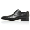 Handcrafted Men's Python Leather Business Shoes with Goodyear Welted Construction, Black Solid Color Design, Composite Sole