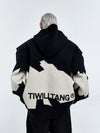 Men's Classy B&W Embroidered Two-piece Hoodie, Casual & Stylish Pullover - Black & White Palette