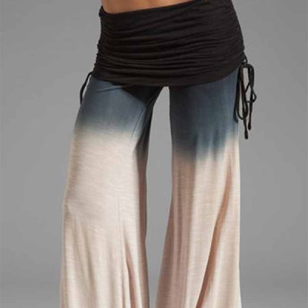 Women's Printed Casual Micro-pull Drawstring Trousers Wide-leg Pants