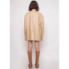 Women's Casual Long-Sleeved Protein Leather Cardigan in Khaki and Black - Premium Polyester - Commuter Style - Female Outerwear