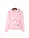 Women's Stylish Pet Pocket Hoodie Sweatshirt, Cat Lover Apparel - Cozy & Trendy Casual Hoodie with Pet Pocket, Various Colors & Sizes