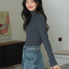 Chic Mid-Collar Women's Casual Sweater in Lead Gray - Layering Outfit