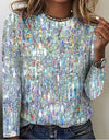 Chic Women's Slim-fit Long Sleeve Round Neck T-shirt in Brushed Milk Silk - Casual, Comfortable, Large Sizes - Women's Fashion.