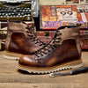 Classic British-Style Leather Men's Boots in Coffee Shade
