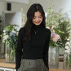 Chic Mid-Collar Women's Casual Sweater in Brown - Slim Fit - Long Sleeve - Layering Outfit