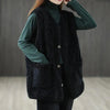 Chic Loose-Fit Women's Vest in Black & Khaki - Plus Size Chenille Waistcoat for Versatile Style