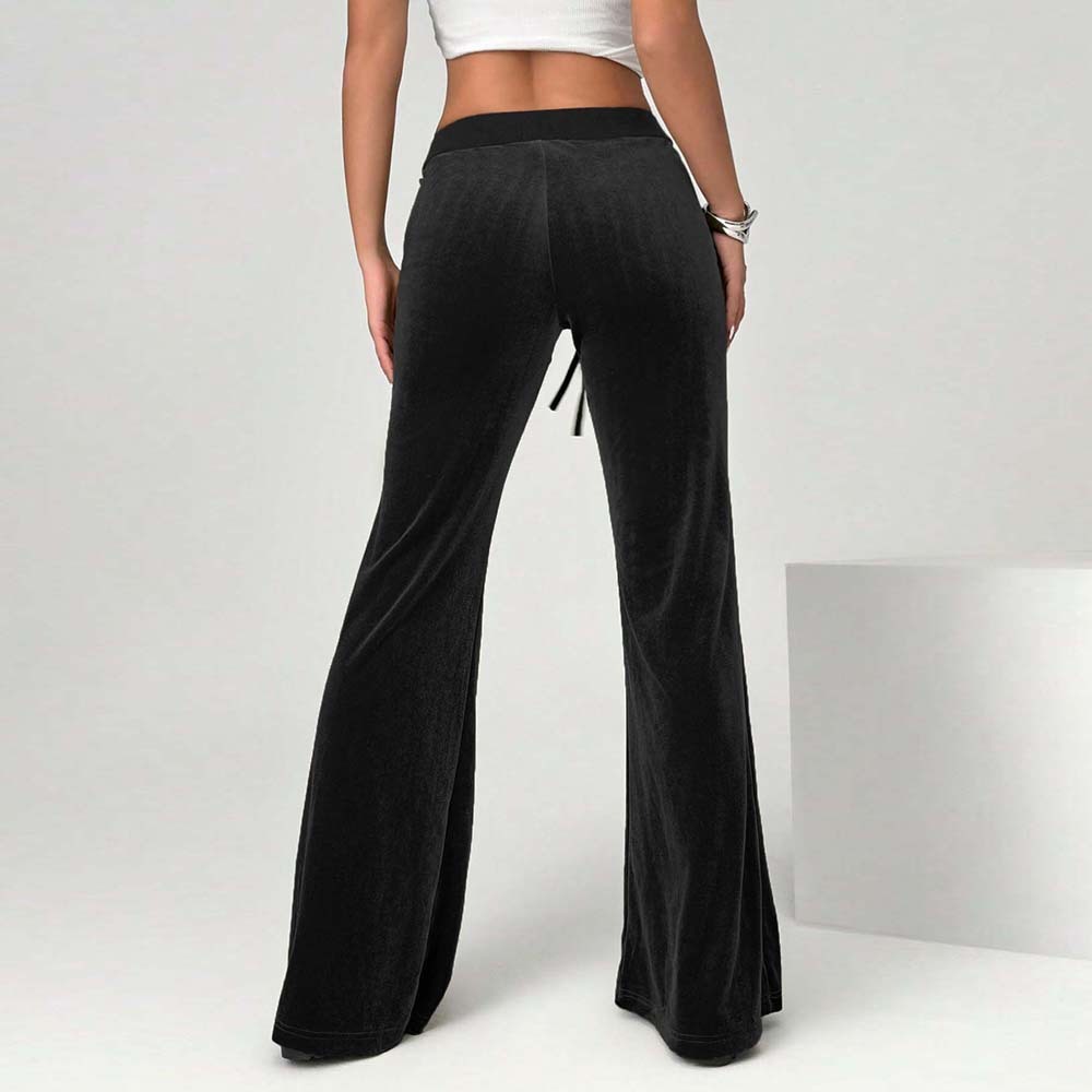 Simple Temperament Velvet Casual Pants Autumn And Winter Drawstring Leg Slimming Wide Leg Trousers