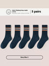 Breathable Combed Cotton Sports Socks for Men, Striped, Plus Size - Pack of 5