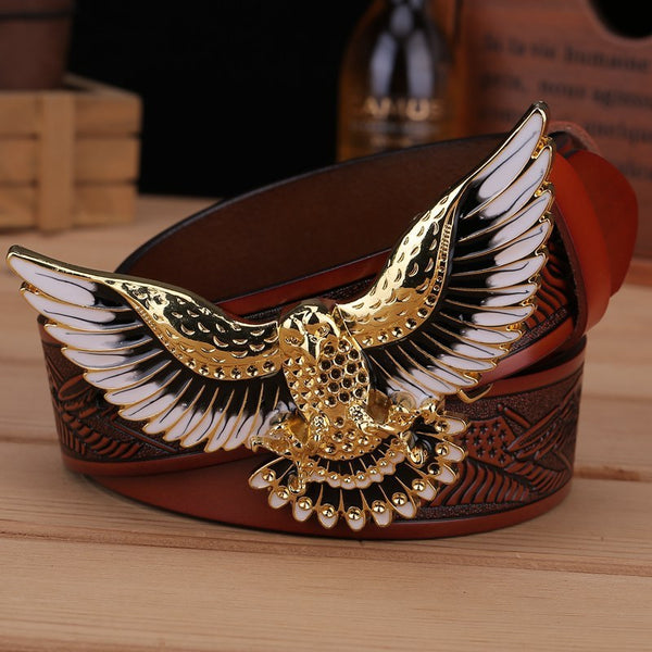 Western Leather Personality Belt in Various Colors and Lengths - Trendy Style with Alloy Buckle - Unisex Fashion Accessory.