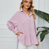 Chic Women's Striped Pleated Cuff Loose Top in Black and Pink Stripes, Long Sleeve, Polyester Fabric - Sizes S to XXL
