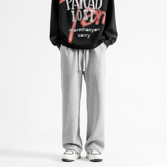 Spring Men's Black Fashion Sweatpants - Comfortable Leisure Wear, Polyester Fiber, Available Sizes S-5XL