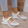 Women's Breathable Mesh Comfort Sneakers with Velcro Closure - White, Dark Blue, Pink, Black - Lightweight Casual Shoes.