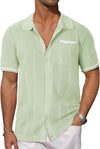Breathable Men's Summer Cardigan with Pocket Detail, Striped Pattern