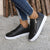 Chic Large Size Flat Sneaker in Black or White, Cotton Lined, Round Toe, Side Zipper, Fashion Shoes for Women