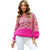 Multicolor Loose Fit Acrylic Fiber Sweater for Leisure Wear