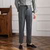 Men's Wool Casual Pants with Elastic Waist and Lace-up Detail, Straight Leg Straight-Cut Hem, Solid Color, Comfort Fit