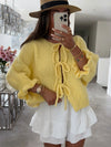 Chic 3/4 Sleeve Cardigan Sweater in Pink - Trendy Lace-up Design - Women's Fashion - Polyester Fabric - Various Sizes