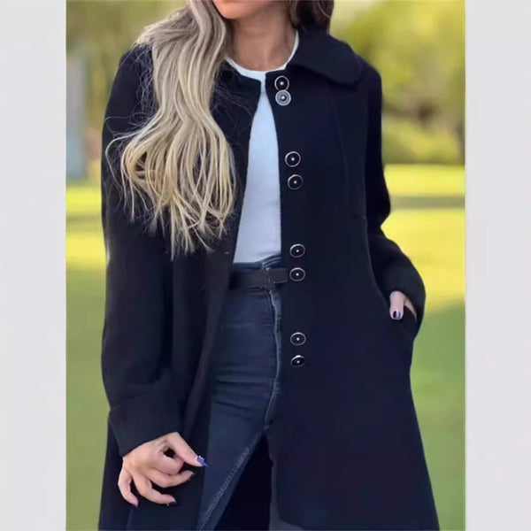 Women's Thermal Fleece Jacket in Black - Single Breasted Design