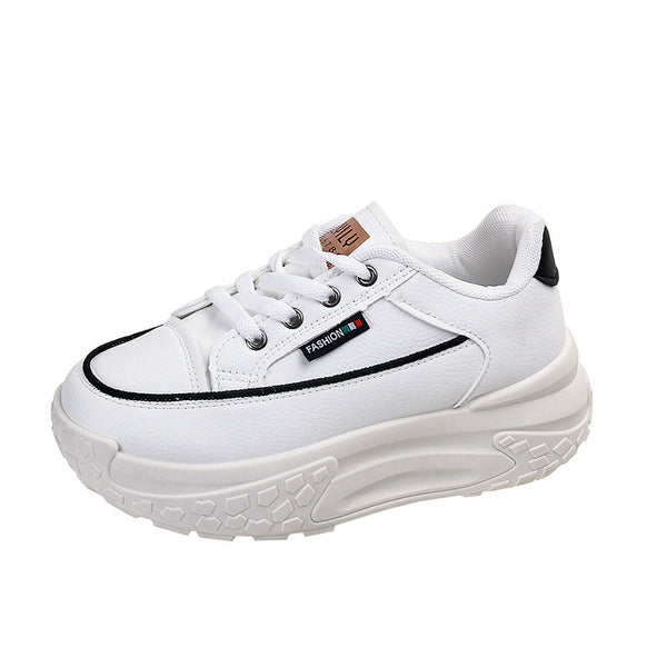 Korean Style Lightweight Running Shoes, Stylish Color-Match Design, Women's Casual Footwear - Black/White/Red, Lace-up, Winter Shoes