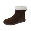Women's Retro Style Winter Cotton-Padded Shoes in Black - Mid-Calf Length, Flat Heel, Side Zipper for Comfort and Style