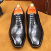 Men's British Brogue Leather Shoes in Black and Dark Brown - Stylish, Elegant, and Durable Low-Height Design for Sophisticated Men.