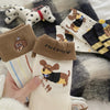 Puppy Cartoon Embroidery Mid-Calf Cotton Socks Set