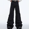Sleek Deconstructed Pleat Polyester Trousers in Black or White - Street Style Comfort Fit for Unisex - Trendy Fashion Forward Design