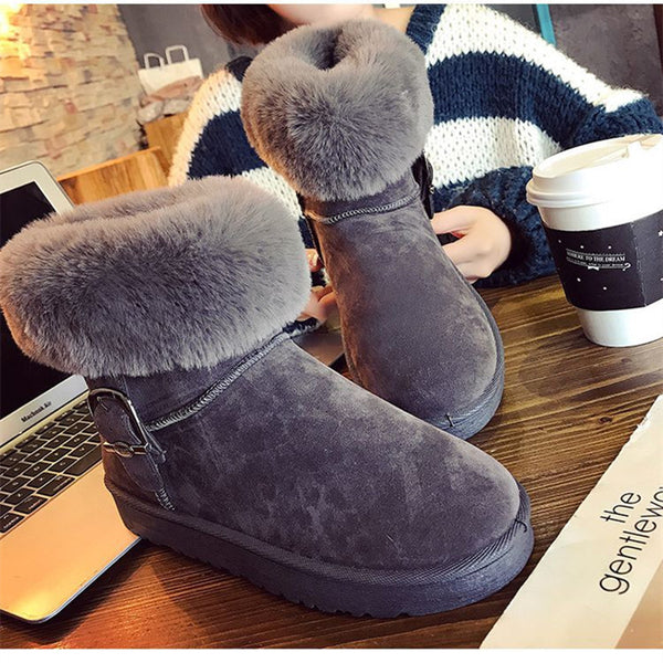 Women's Lace-Up Winter Ankle Boots in Matte Leather, Cozy Artificial Wool Lining, Flat Heel, Grip Sole - Black, Gray, Camel