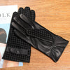 Men's Velvet-Lined Touch Screen Sheepskin Gloves - Luxury winter accessories with smart touch tech in black or brown.