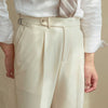 Breathable Linen High-Waisted Trousers in Apricot Grey Blue - Fashionable & Comfortable Casual Pants - Asian Sizes 29-36 - Polyester Linen Blend.