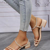 Chic Slip-On Summer Sandals for Women in Solid Colors - Fashionable and Comfortable Women's Footwear with Thick Heel Design