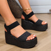 Women's Platform Sandals in chic colors - brown, gray, beige, blue, black. Breathable, durable, and stylish for summer outings.