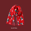 Cozy Winter Plaid Wool Scarf - Festive Red Snowflake Holiday Accessory