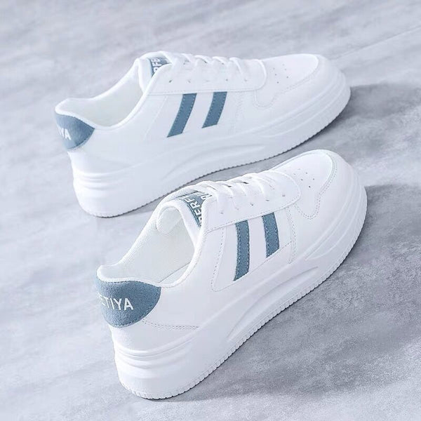 Women's White Casual Leather Sneakers - Chic and Comfortable Fashion Shoes