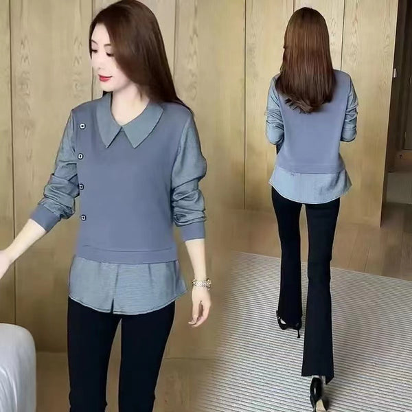 Chic Western-Style Ladies' Shirt in Black Stripes - Polyester Slim Fit Fashion Top ideal for Casual/Formal wear - Trendy Dual-Look Shirt.