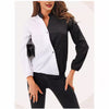 Chic Women's Business Casual Shirt in Crisp White - Contrast Color Design, Polyester Fabric - Sizes S-XXL - Professional and Casual Wear.