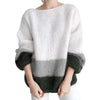 Cozy Color-Block Knit Sweater in Gray Khaki Green S-XL Sizes Chic Fall/Winter Fashion Women's Pullover