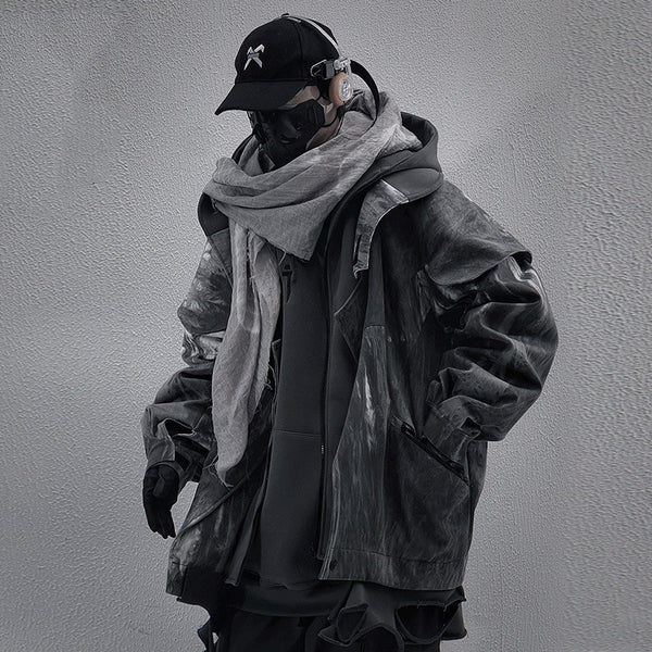 Stylish Men's Hooded Jacket - Loose Fit in Black and Gray