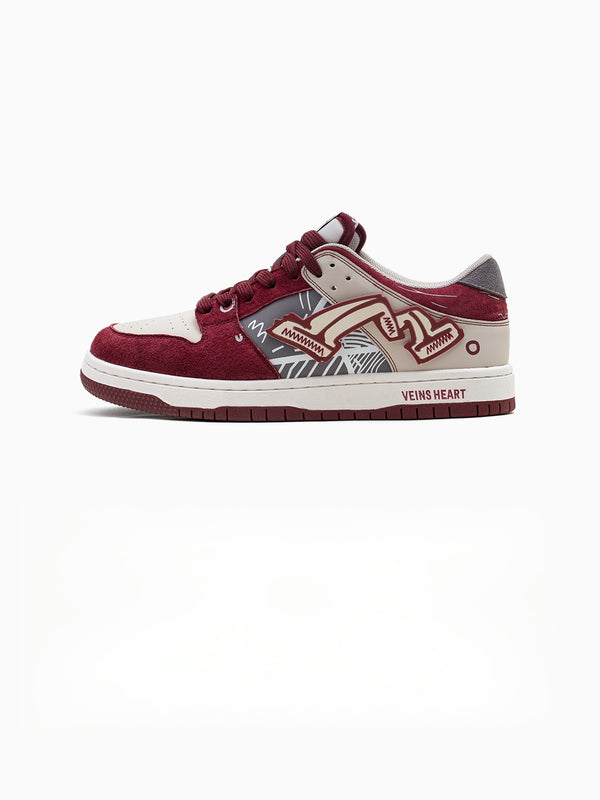 Trendy Casual Street Sports Shoes in Wine Red with Color Blocking, Unisex, Multi-Size - Youth Trend Footwear