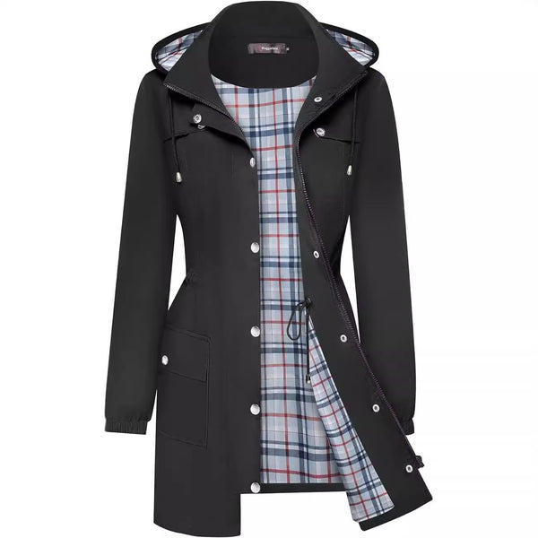 Stylish Women's Windproof Anorak in Wine Red - Casual Japanese Style & Polyester Fabric