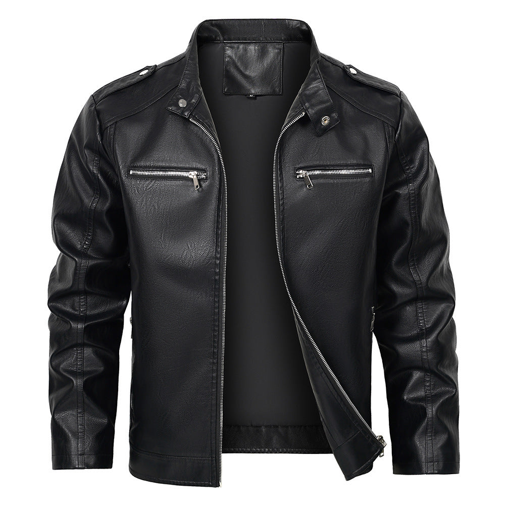 Stand Collar Motorcycle Clothing Men's Jacket