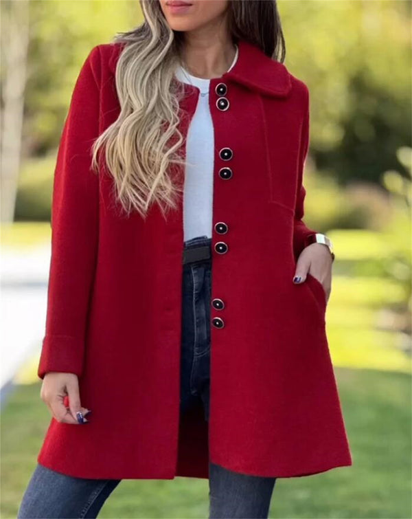 Women's Thermal Fleece Jacket - Single Breasted Design, Various Colors, Size-inclusive, Polyester, Warm Winter Wear