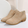 Women's Suede Ankle Boots, Chunky Heel, Back Zipper, Low-Heeled, Waterproof & Non-Slip - Khaki, Creamy-White, Black, Pink - Size 36-43