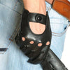 Men's Touchscreen-Sensitive Leather Driving Gloves in Black, Brown, and Light Brown for All Seasons. Perfect grip and style.