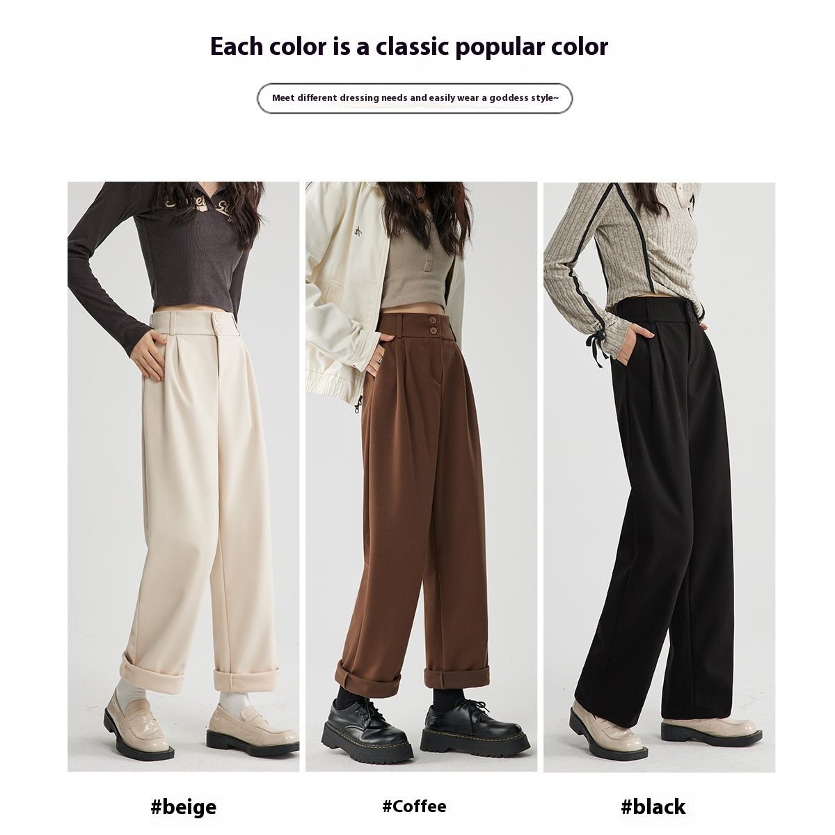 Autumn And Winter Thick Suit Woolen High Waist Slimming Drooping Straight Loose Casual Pants