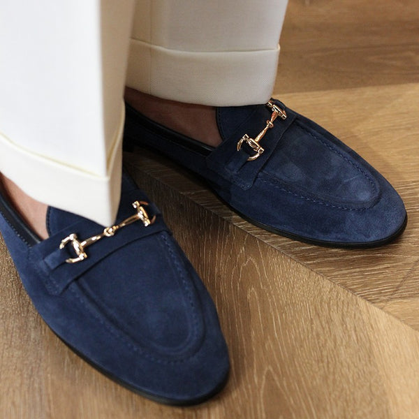 British Style Men's Slip-On Shoes in Light Brown & Navy - Comfortable, Durable, & Versatile - Sizes 37-44